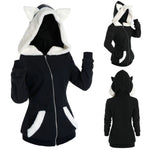 Veste chat kawaii pelucheux noir